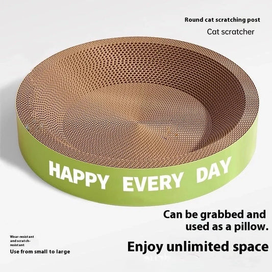 Green round cat nest with integrated scratching surfaces, 50cm diameter and 55cm height