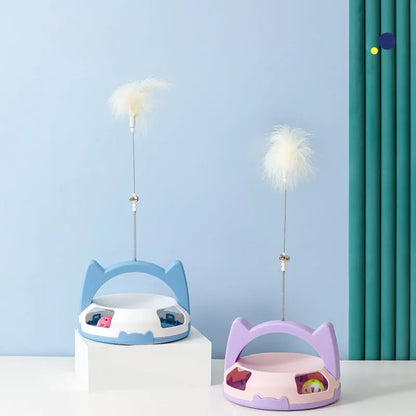 Cat toy stick with spinning ball attachment in multiple colour options