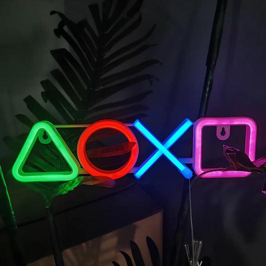 LED game symbol neon light with plastic housing measuring 350mm by 90mm