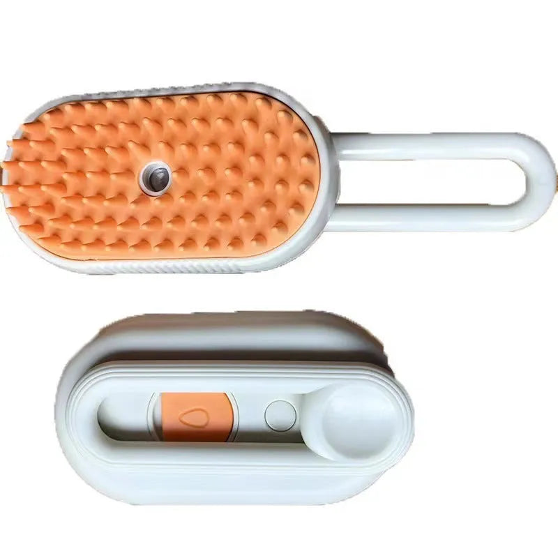 Green avocado-shaped pet grooming spray brush with comb for dogs and cats on a white background.