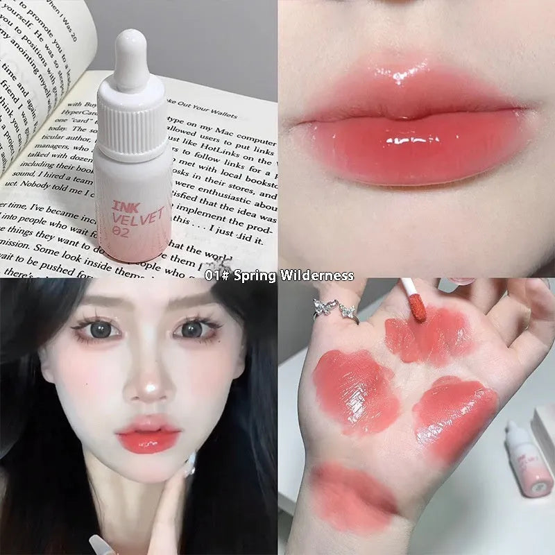 Mirror Lip Lacquer Lipstick in four colour shades: Spring Day Wilderness, Orange Tabby Cat Diary, Low-key Charming, and Fog Berry.