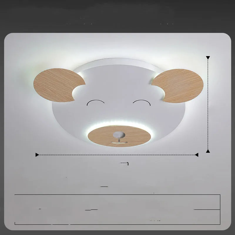 Cartoon bear shaped ceiling lamp with wrought iron frame for a princess themed room.