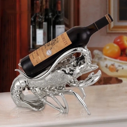 European-style lobster wine rack ornament in rose gold finish, measuring 15cm tall