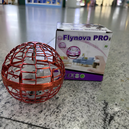 Magic Flying Ball interactive toy showing 9.5cm cube design with remote control and ring attachment options
