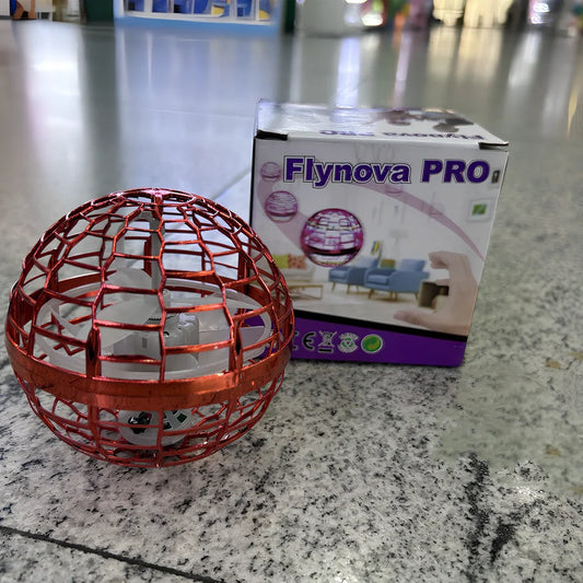 Magic Flying Ball interactive toy showing 9.5cm cube design with remote control and ring attachment options