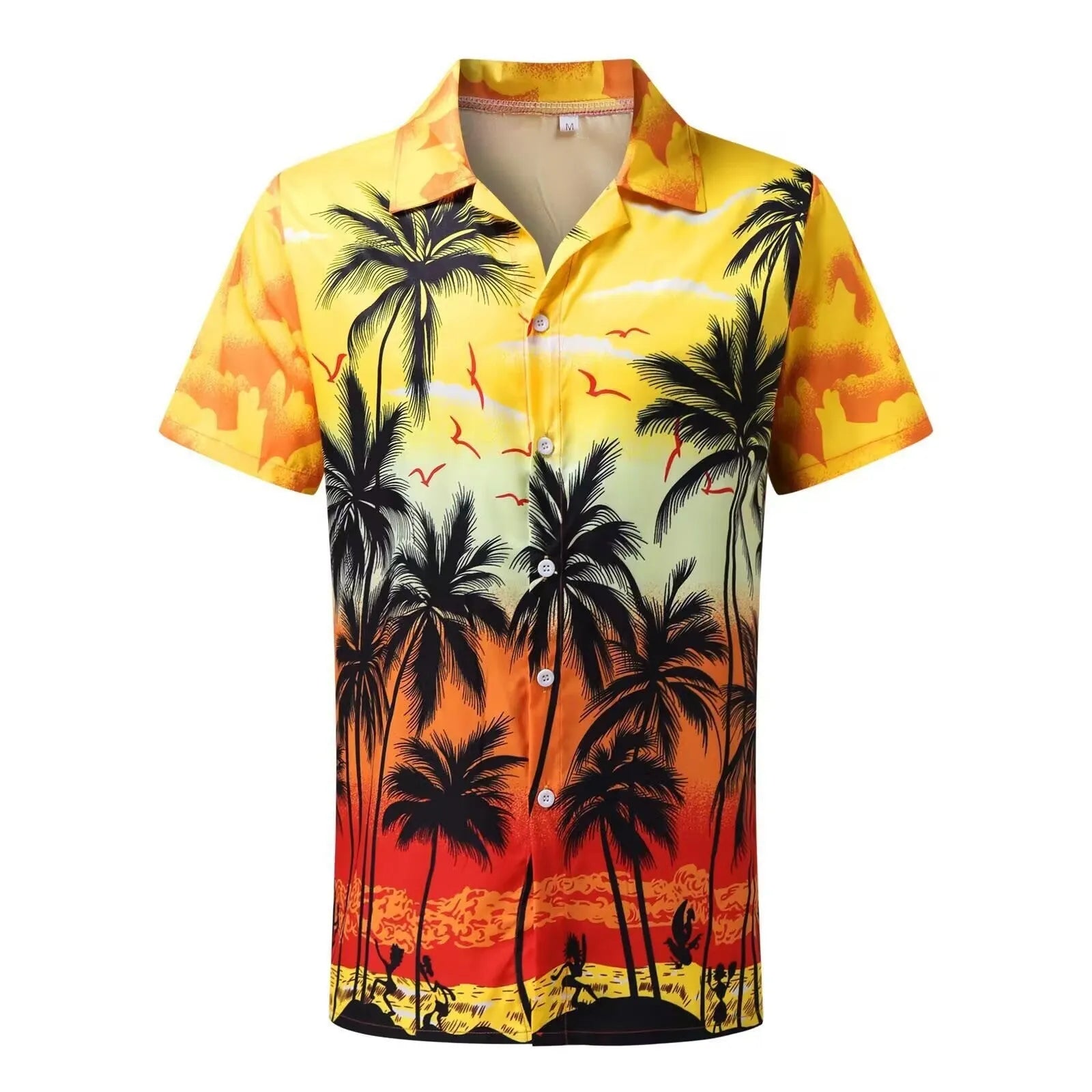 Men's short-sleeved Hawaiian shirt with 3D printed pattern, available in multiple colours and sizes including plus sizes.