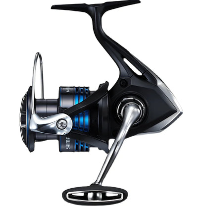 Spinning fishing wheel with 21NEXAVE technology showing aluminium alloy frame and adjustable drag system