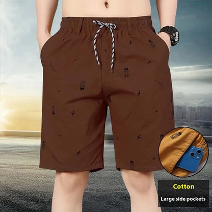 Army green loose cotton cropped pants with elastic waistband on a neutral background