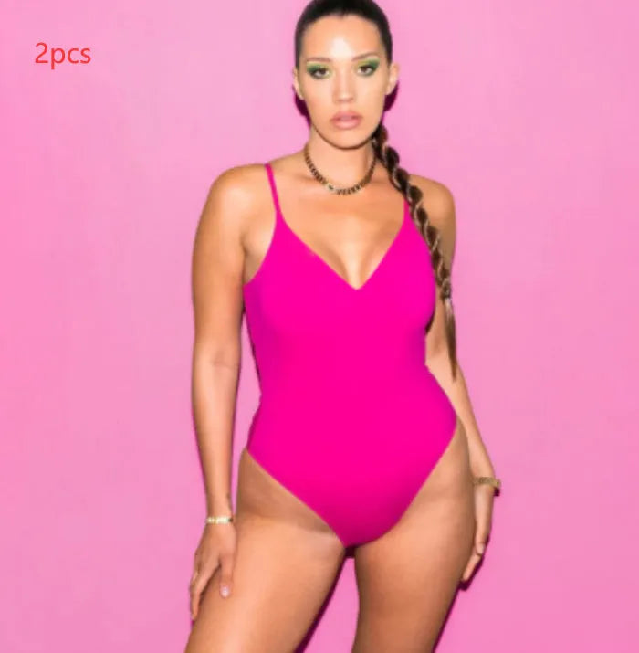 Women's backless string tie bikini set in solid colours showing triangle silhouette design