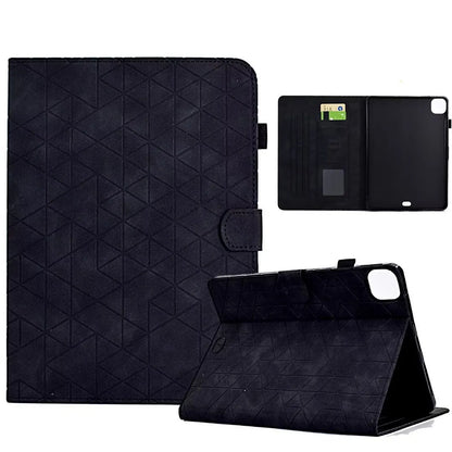 Diamond frosted leather iPad Pro 11 case with built-in card holder slots shown open.