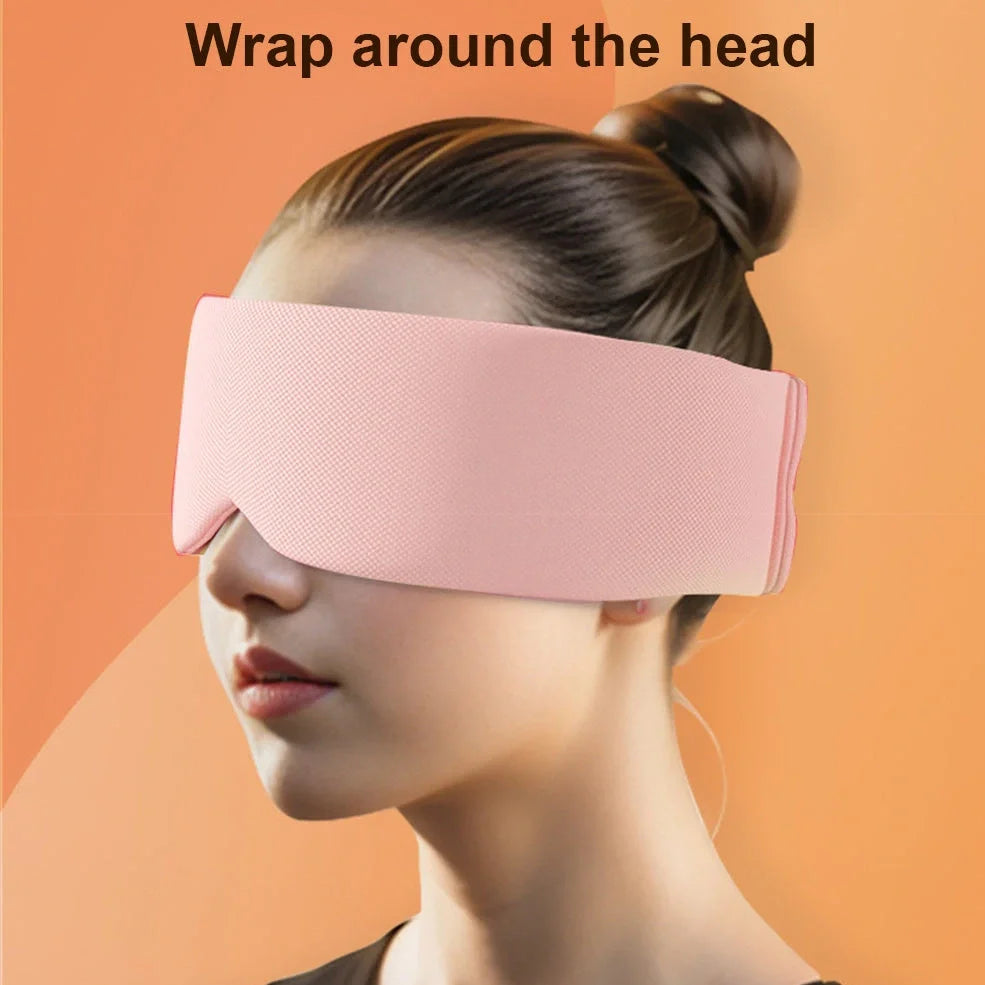 Gray double-sided sleep mask showing cool ice silk side and warm cotton side with adjustable magic tape closure