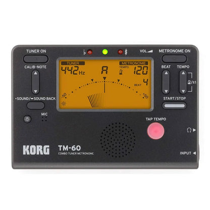 Universal tuning metronome with plastic shell showing tempo controls and display