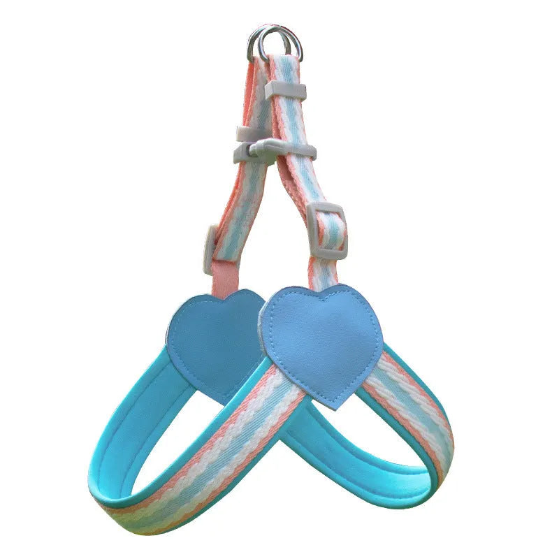 Dog walking chest strap harness with 1.5 metre hand holding rope in emerald green colour