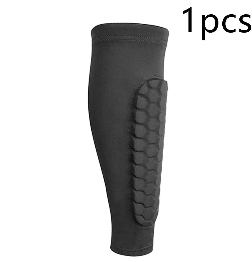 Men's anti-collision non-slip honeycomb shank protection foot sock in black, blue, and white