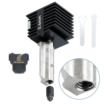 Hardened steel hot end nozzle assembly with black silicone sleeve for Bambu Lab A1 Mini 3D printer