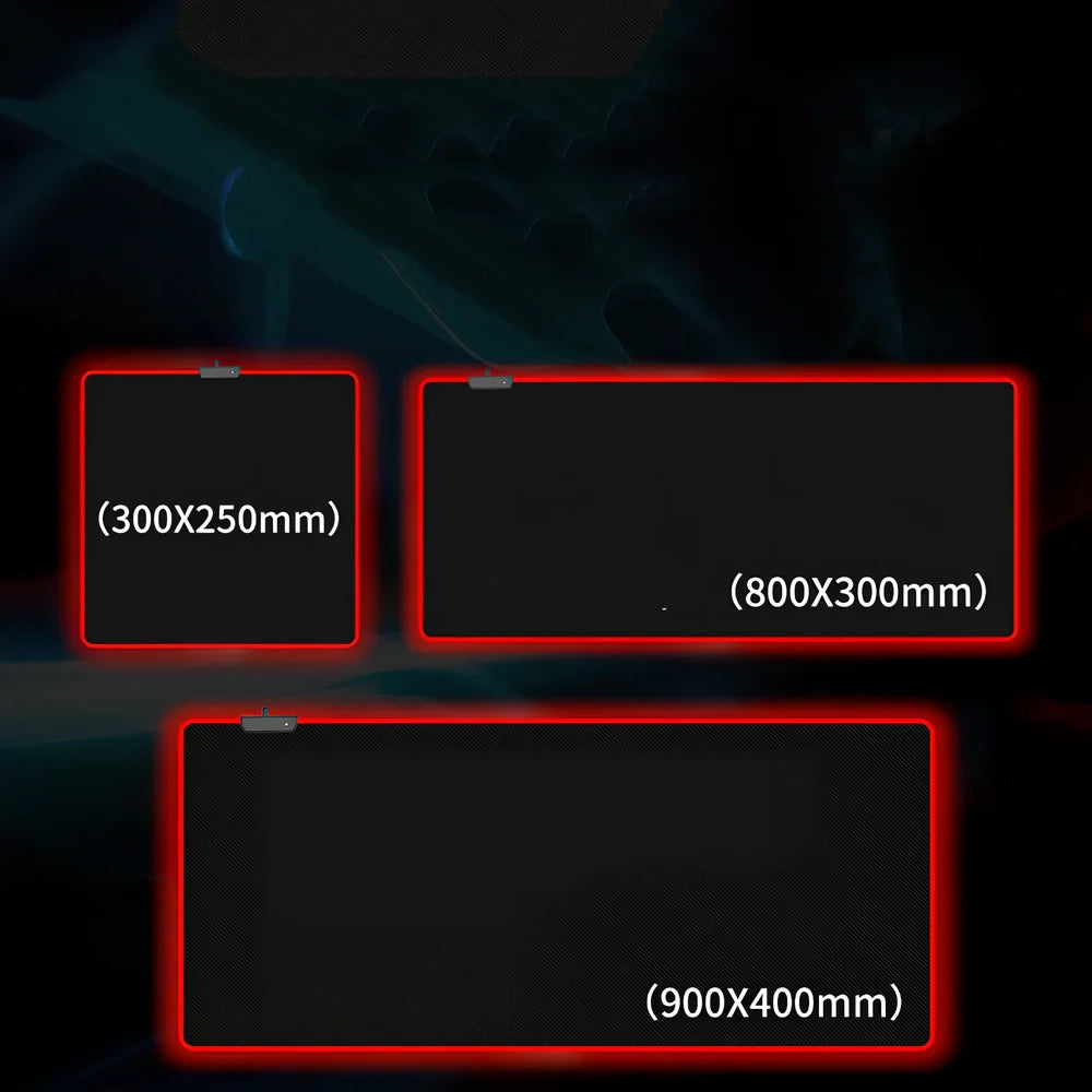 Oversized RGB luminous gaming mouse pad in 900x400mm size with starry sky lighting and 4.0mm rubber thickness