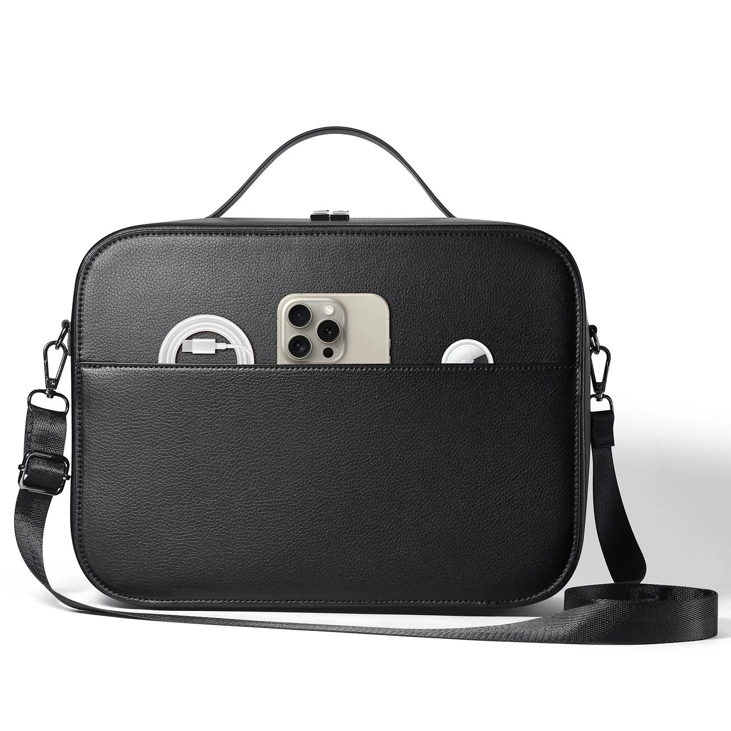 Black superfibre storage case for Apple Vision Pro MR glasses showing internal dimensions.