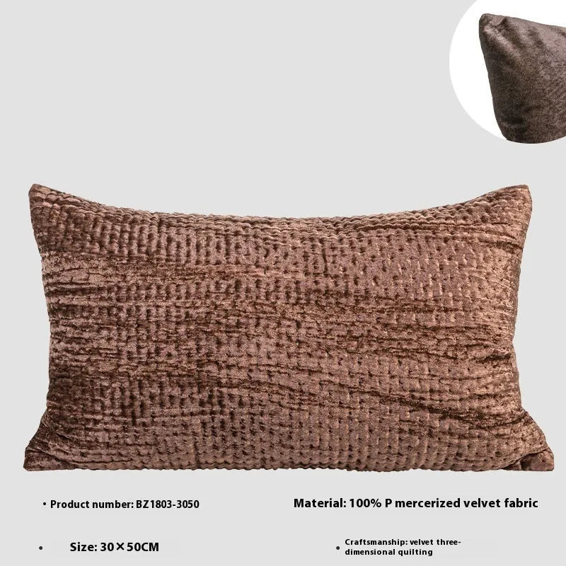 Antique style quilted cushion pillow with mercerised velvet embossing in green, red, mocha, or orange colours