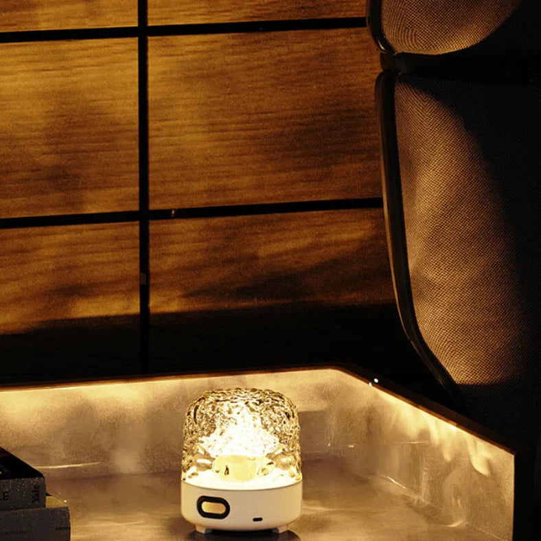 Bedroom projection night light showing water ripple and starry sky effects with remote control