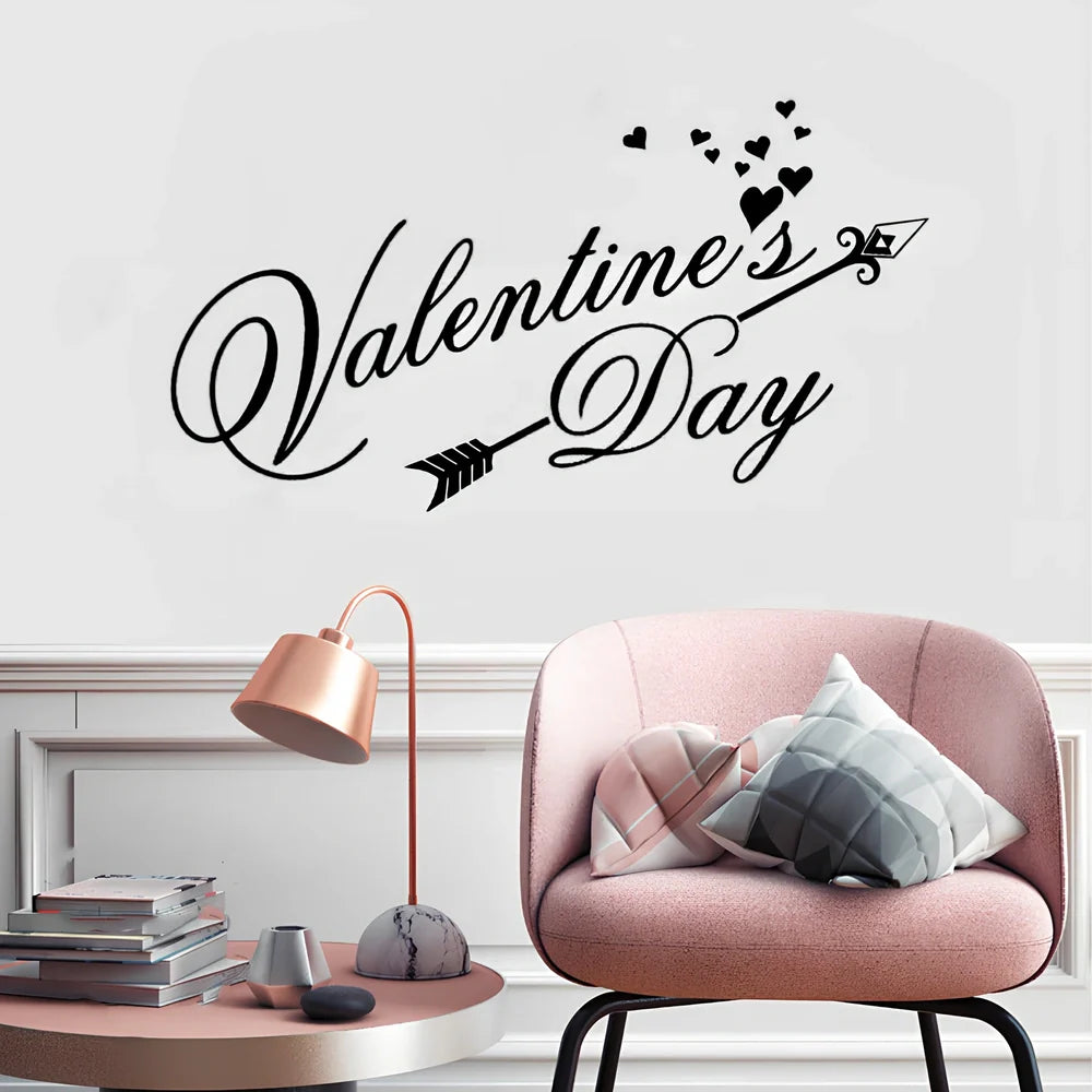 Black hand-painted PVC Valentine's Day love carving, 31x57cm dimensions, carved motifs for wall decor in living rooms