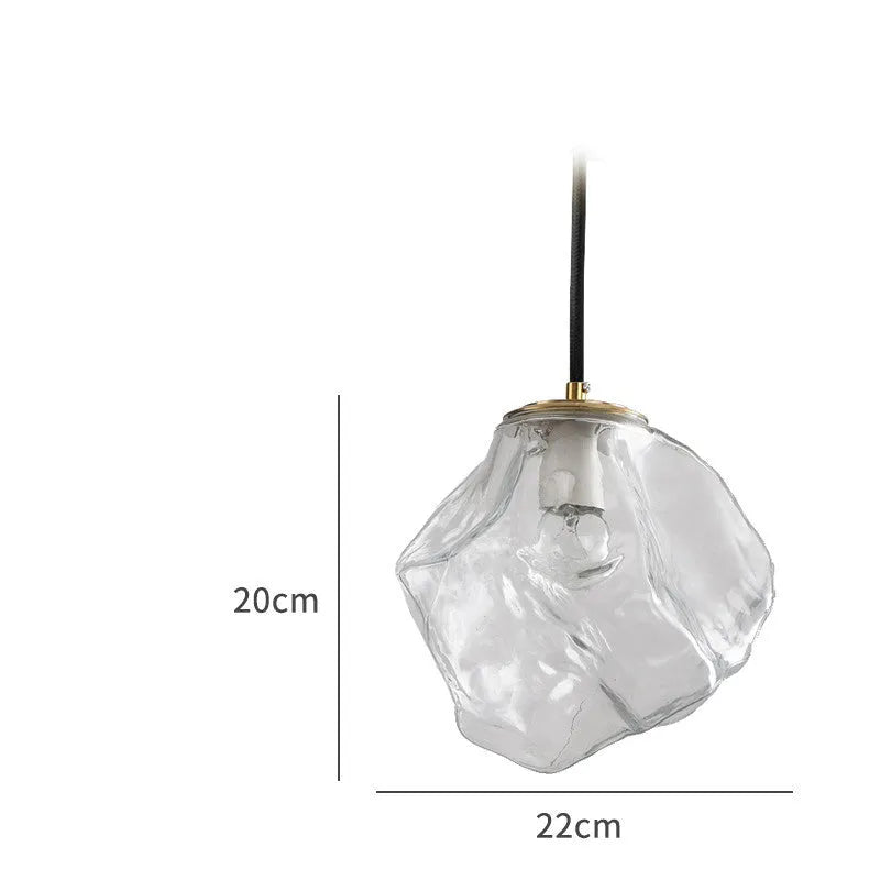 Glass ice cube chandelier in smoky grey, cognac or clear with black hanging wire, 11W-15W LED, 4000K