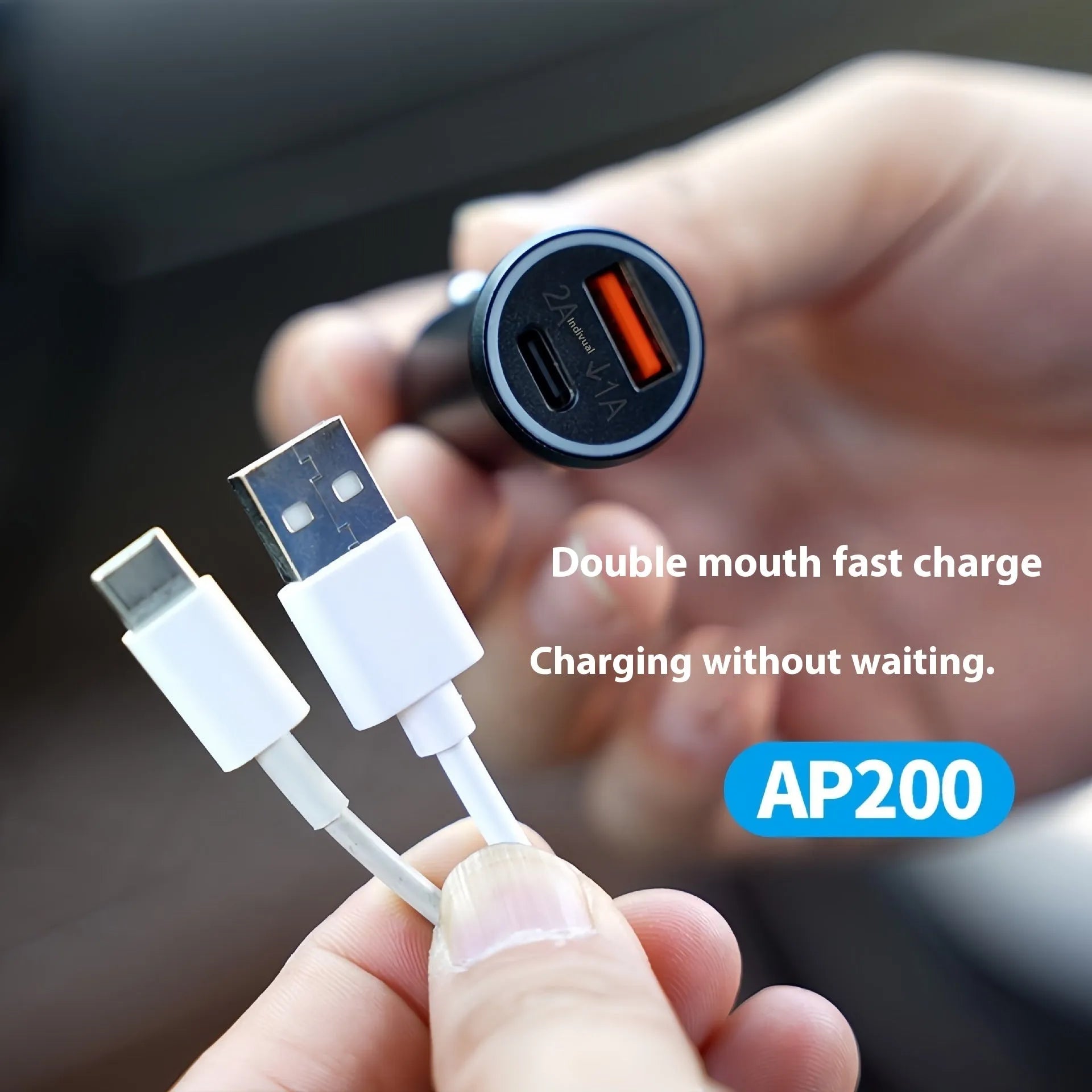 Black car charger locator GPS device with plug for 12V socket, made of ABS plastic