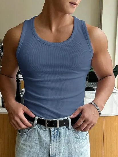 Men's tight-fitting round neck workout t-shirt in polyester with wool lining for summer sports