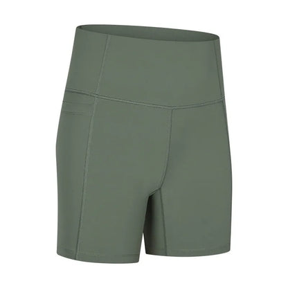 Women's solid colour cotton blend super stretch sports shorts for running and fitness.