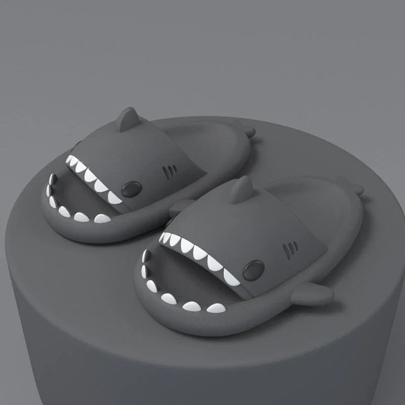Cozy cartoon shark-themed slippers with anti-slip sole for indoor and outdoor wear