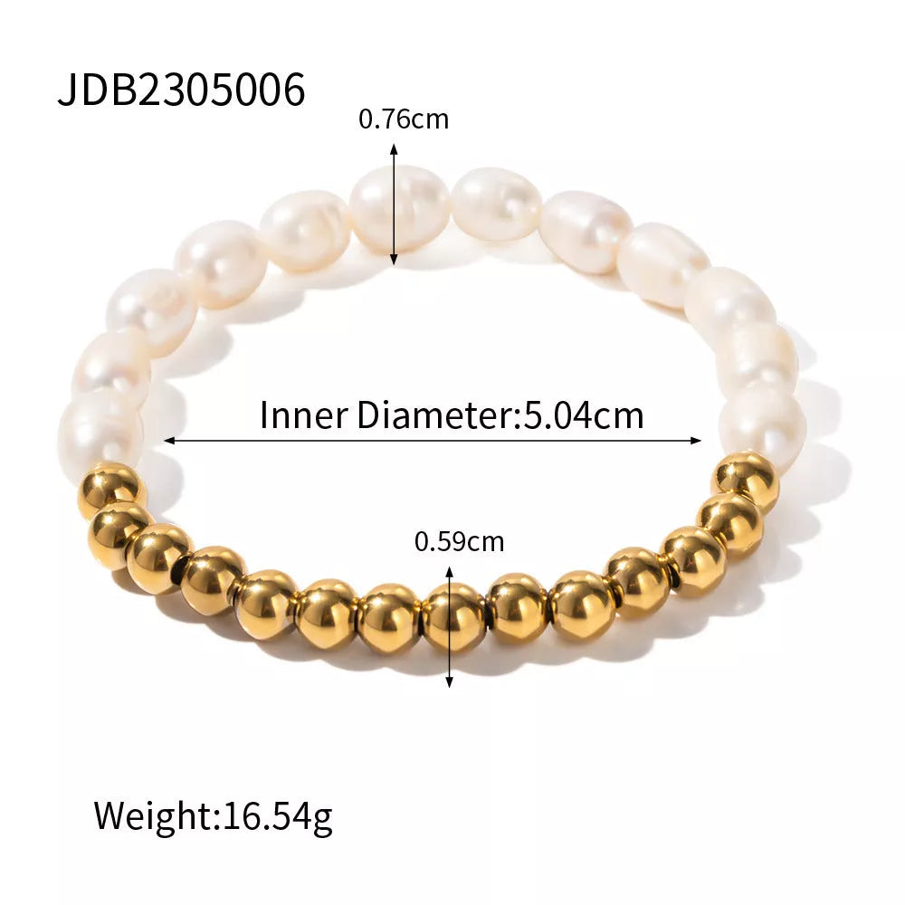 Margaux Freshwater Pearl Bracelet in gold and silver with stainless steel