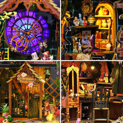 Hand-assembled 3D wooden puzzle model with LED lighting measuring 26.5×19.5×27cm