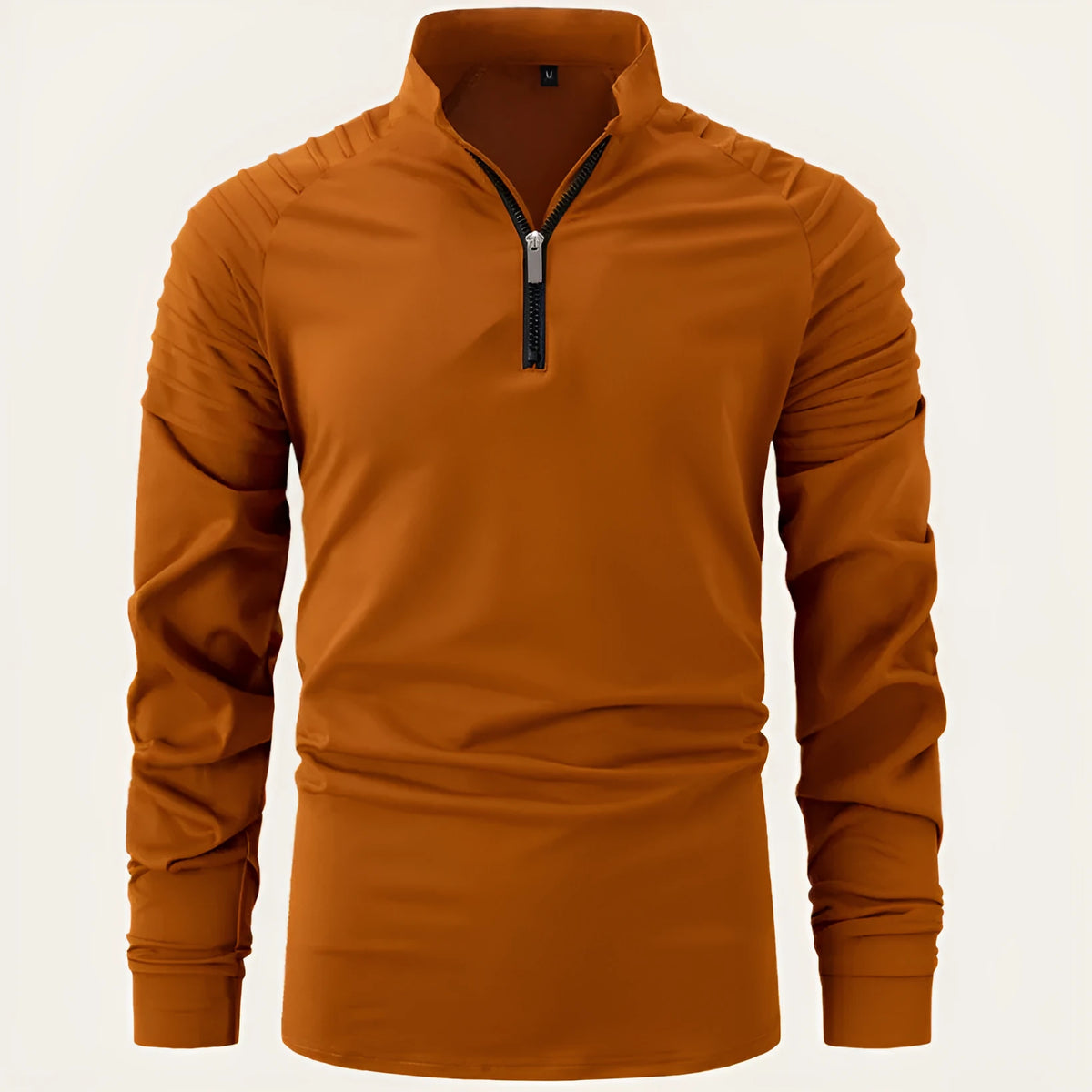 Men's long sleeve zip neck polo shirt in cotton blend, slim fit, available in eight colours and sizes S to XXXL.