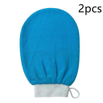 Luxurious exfoliating bath gloves in various vibrant colors, made from soft viscose fiber for a spa-like cleansing experience