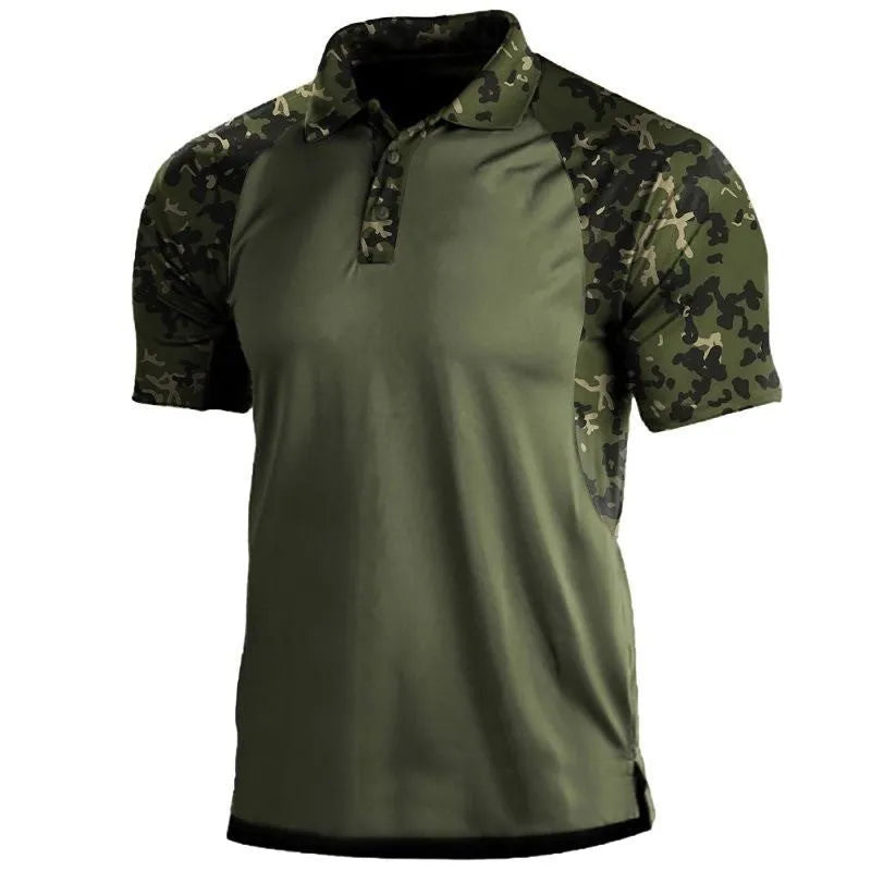 Men's striped short-sleeved polo shirt with lapel collar and zip front in polyester fibre, summer top in sizes S to XXXL