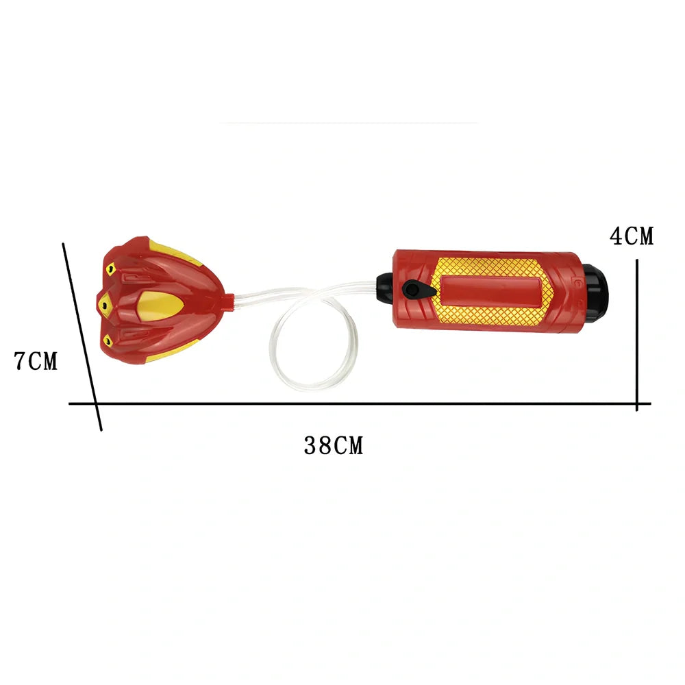Red and blue hand-held water gun toy measuring 24cm length for children's outdoor water play