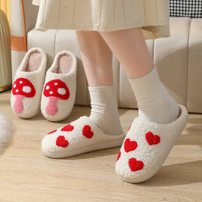 Cotton indoor slippers with suede upper, TPR sole, and thickened design, available in various colours and sizes.