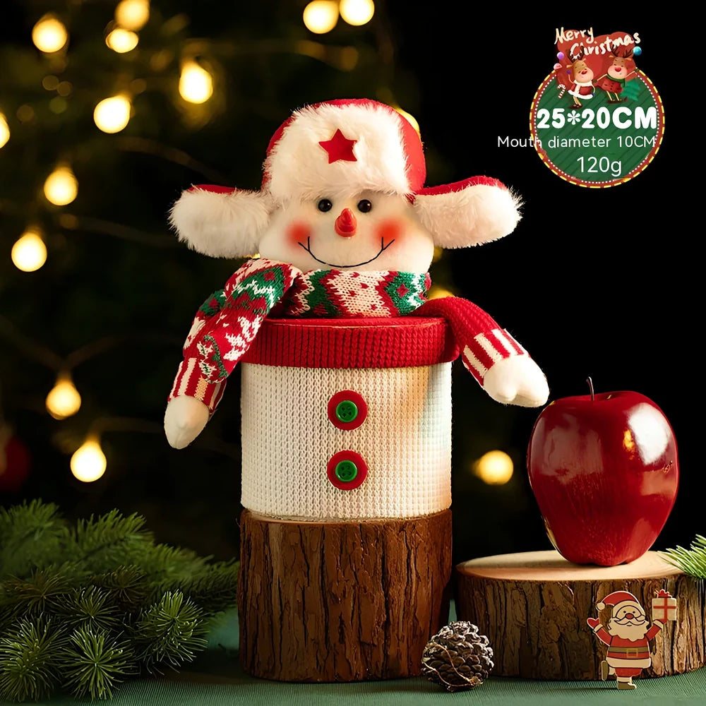 Christmas gift box with knitted flannel material and oversized cartoon design in festive colours