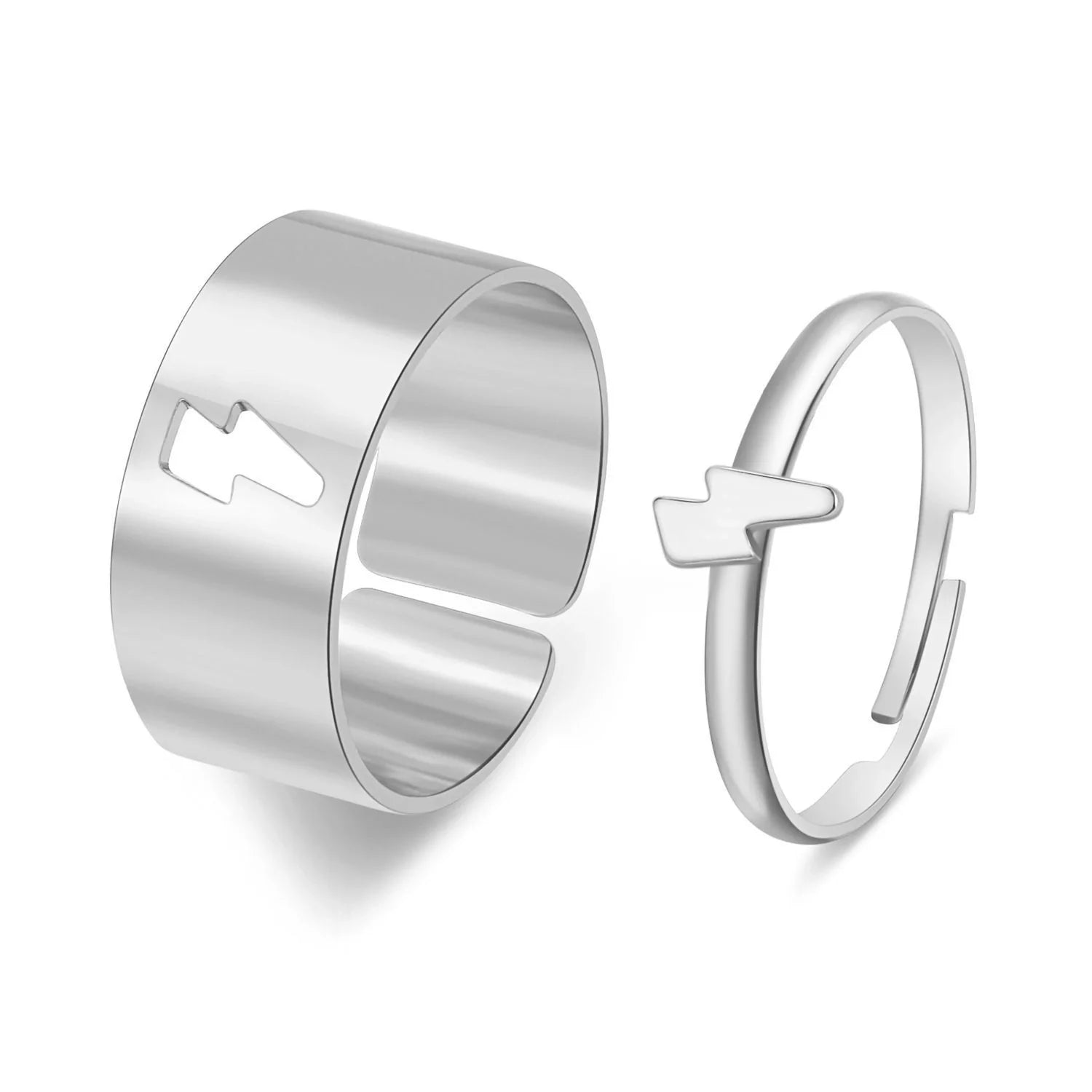 Trendy Adjustable Butterfly Couple Rings Set in gold and silver, perfect for punk style lovers