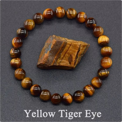 Handmade tiger eye stone elastic beaded bracelet for stress relief and yoga