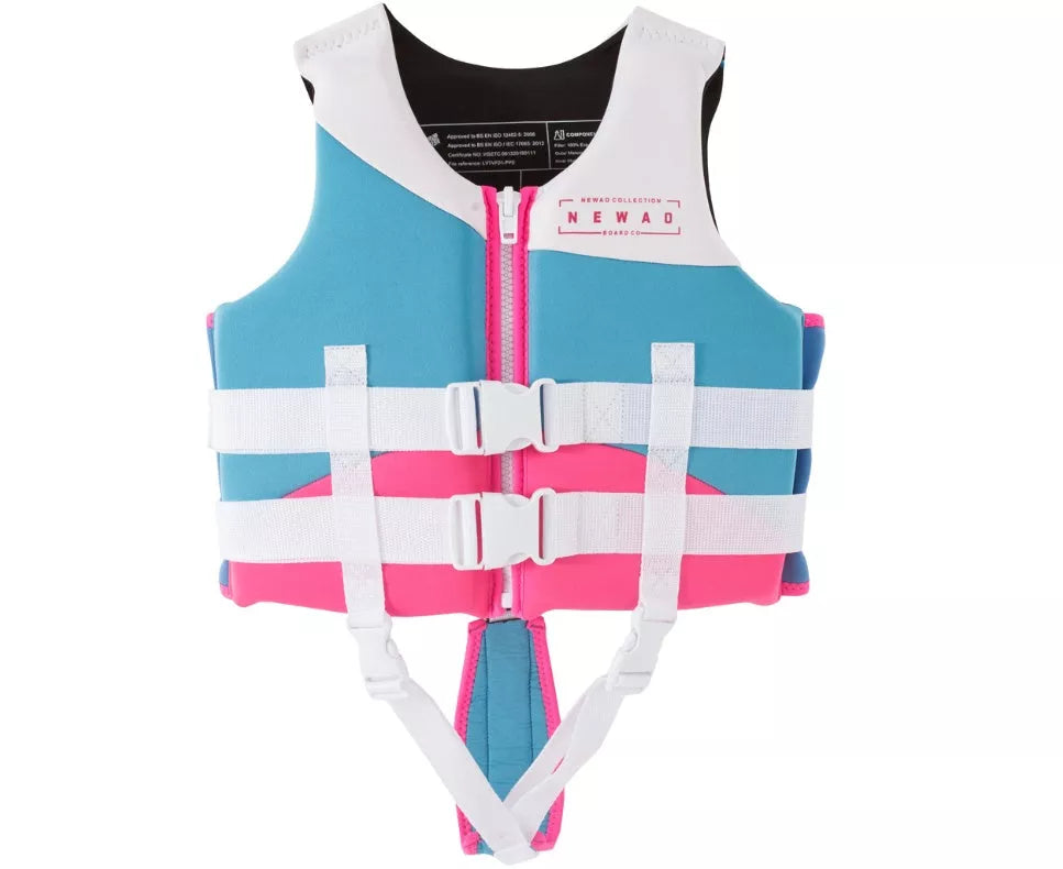 Children's snorkeling life vest in pink blue and blue-yellow, sizes S to XL