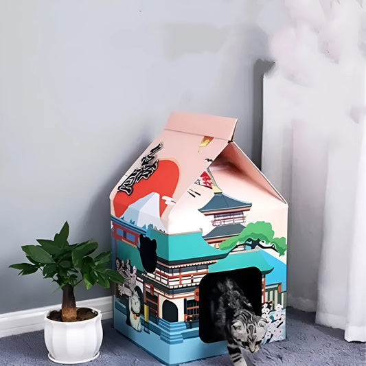 Foldable corrugated paper cat scratching board in Nagoya cat scratch board colour design.