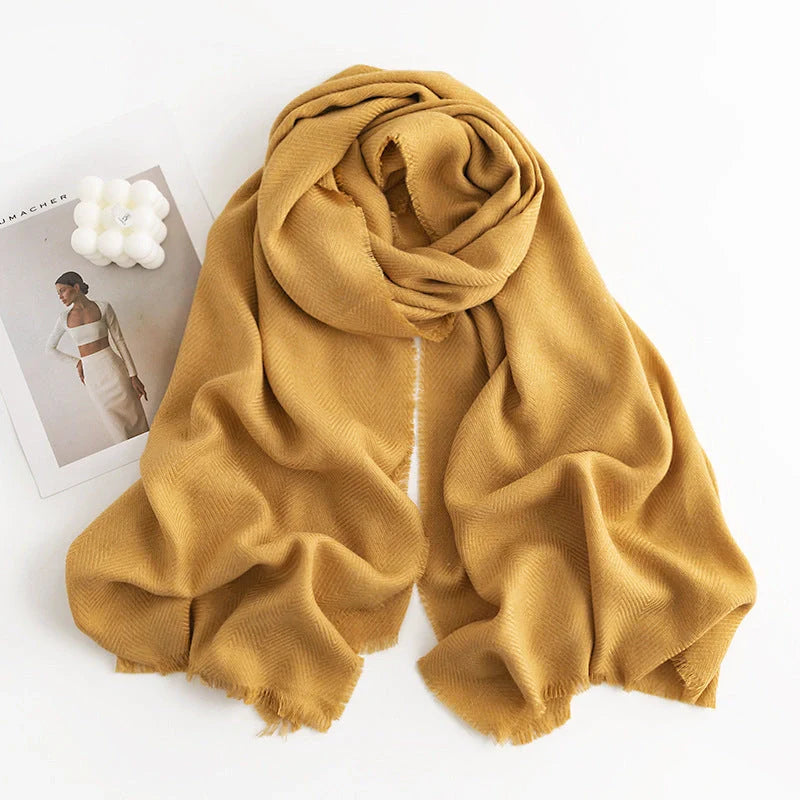 Stylish herringbone pattern artificial cashmere scarf for women in various colors