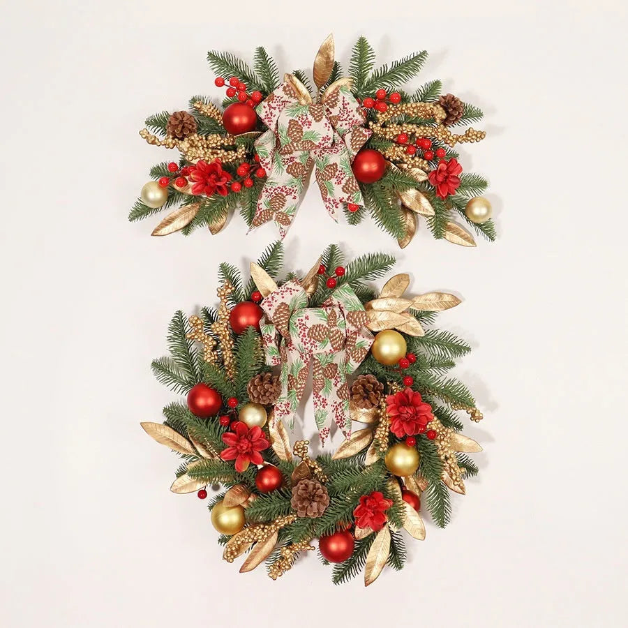 Upside down Christmas garland ornament in American country style, showing plastic construction and optional integrated lights.
