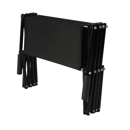 Black folding pet car steps with steel frame and Oxford cloth steps, folded to 101x76x45cm