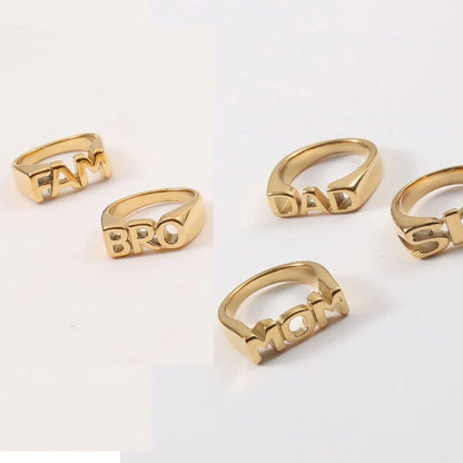 Letter Seal Titanium Steel Plating 18K Gold Ring for Women - Durable and Elegant