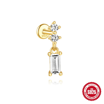 S925 sterling silver water drop shaped earrings with a flat spiral design in a gold electroplated finish.