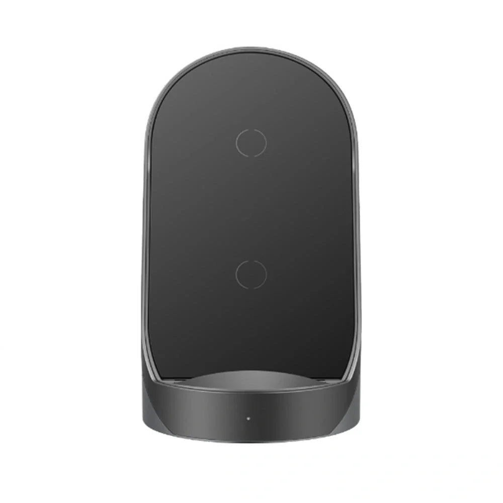 Folding Three-in-One Wireless Charger with smart cooling fan in black