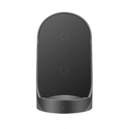 Folding Three-in-One Wireless Charger with smart cooling fan in black