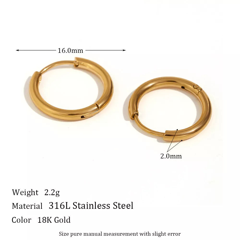 Stainless steel plated 18K ear hoop jewelry for women in golden and silver finishes