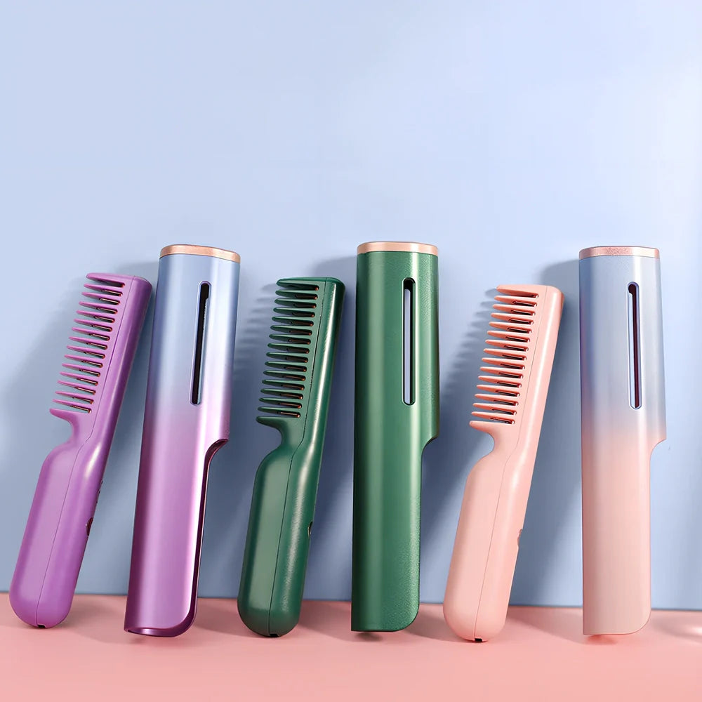 Wireless USB heating comb with 3D gradient colour and tourmaline ceramic conductor for dry hair